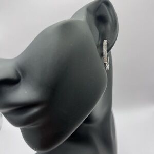 0.25 CT Natural Diamond Sterling Silver Hoop Earrings